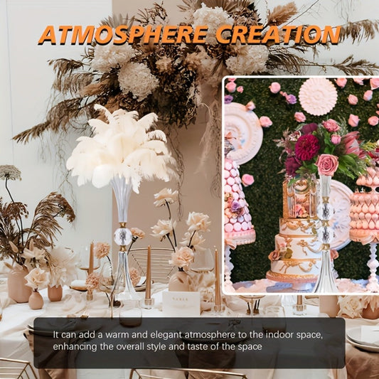 Tall Clear Acrylic Floor Vases, Two-Piece 24.8-Inch Ribbed Set with Gold-Tone Accents for Events
