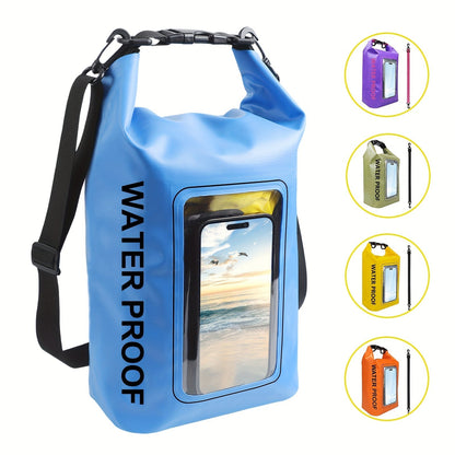 Dry Bag Backpack with Touchscreen Phone Window & Roll Top Closure, Dry Storage Bag for Men Women