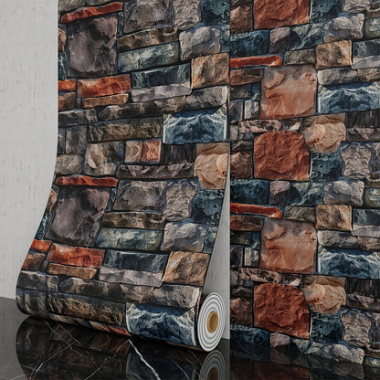 3D Brick Foam Wallpaper Self Adhesive Peel and Stick Wall Panels PVC Rustic Brick Pattern, for Entryways, Bedrooms and Living Spaces