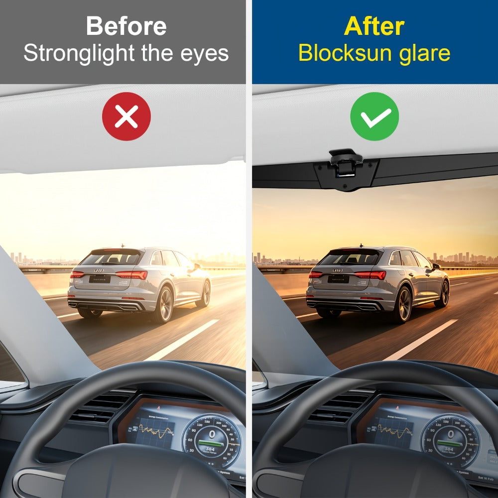 Sun Visor Extender for Car Polarized Anti-Glare UV400 Blocker Clip-On Adjustable Extension Universal Fit Windshield Sun Shade for Safe