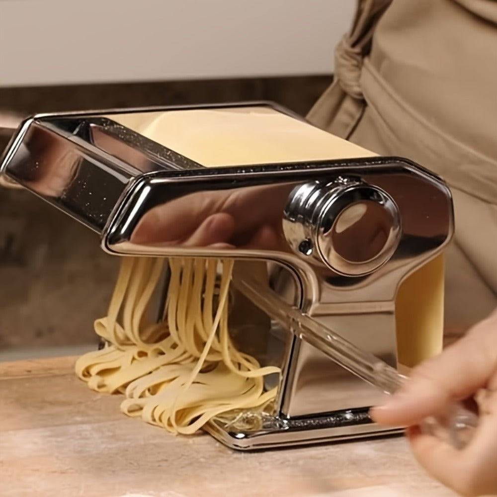 Manual Pasta Maker Machine Stainless Steel, Hand Crank Pasta Roller for Spaghetti Fettuccine Lasagne Noodles