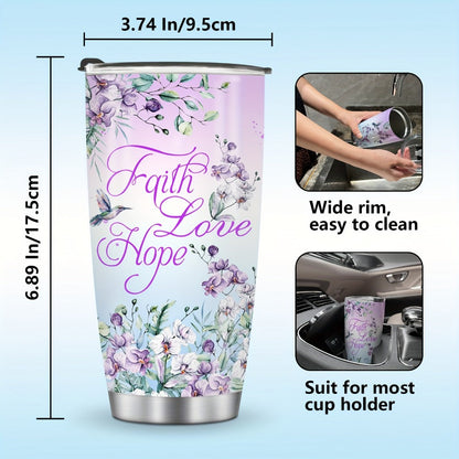 Hummingbird Flower Vacuum Insulated Travel Tumbler 20oz – Gift for Mom Grandma Sister Daughter Birthday Valentine's Day