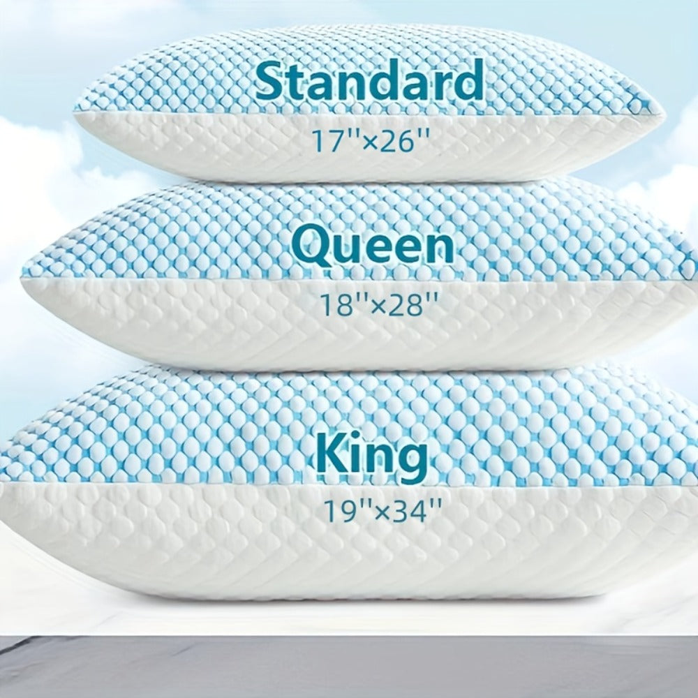 Memory Foam Bed Pillows King Size 2 Pack Hotel Quality Cooling Down Alternative Non-Collapsing Pillow Set Polyester Viscose Cover