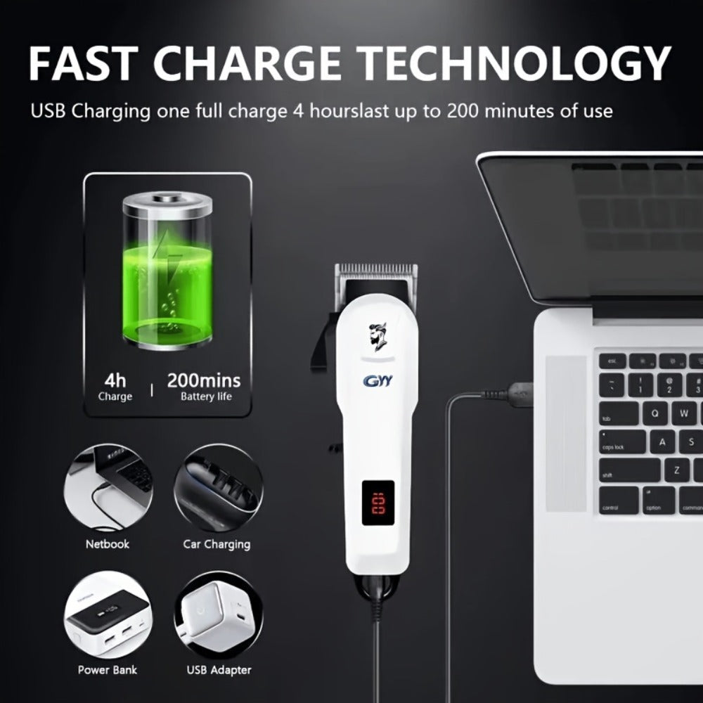 Hair Grooming Kit for Men - Electric Hair Clipper Set with Digital LCD Display, USB Rechargeable
