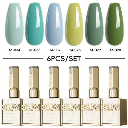 Gel Nail Polish 6-Piece 15ml Rainbow-Candy Frame-Bottle Sets in 7 Numbered Color Palettes for Nail Art