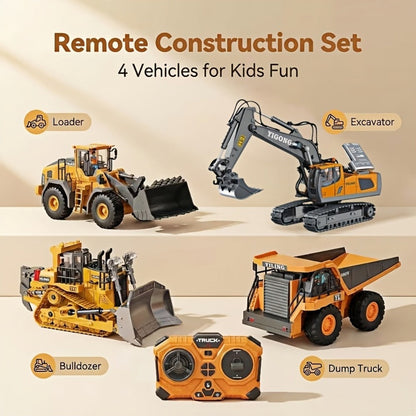 RC Construction Vehicle Set for Kids 2 3 4 Piece 2.4GHz 12-Channel Excavator with the Listed Color, Size or Set Options for Everyday Use