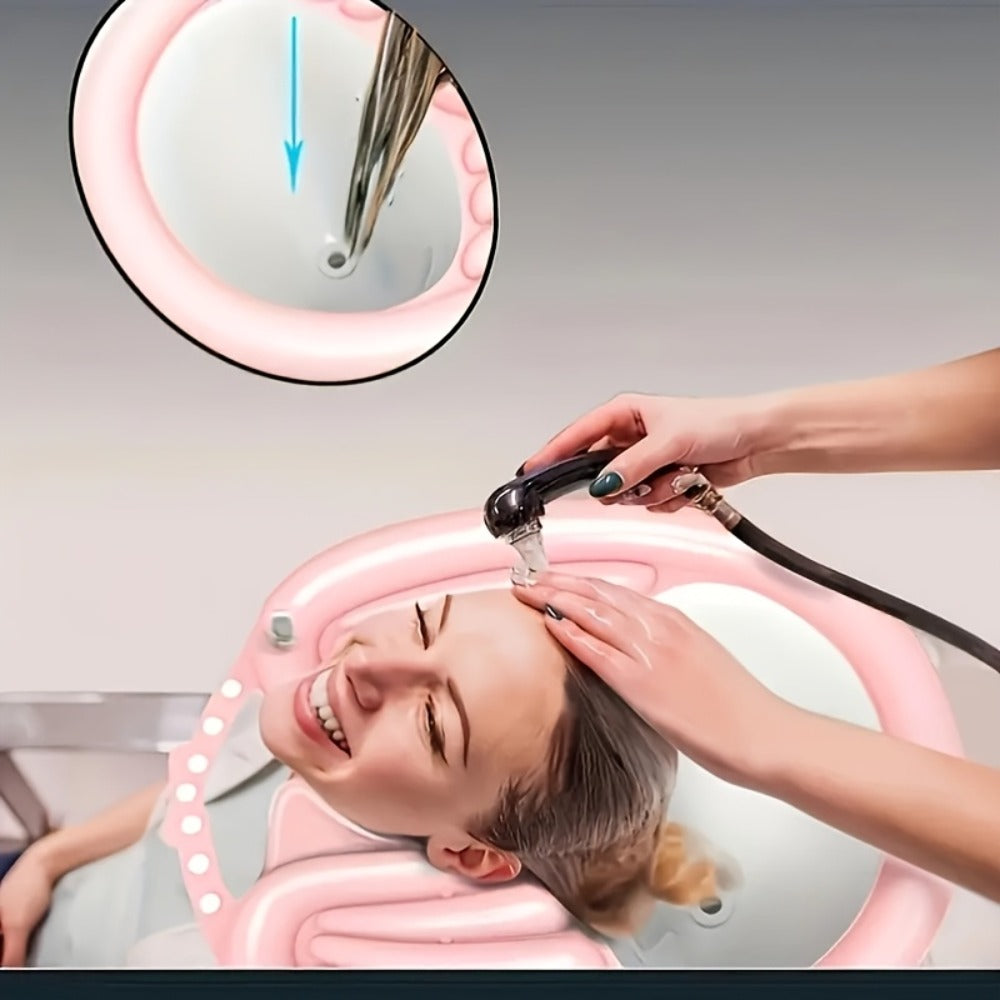 Inflatable Shampoo Basin for Bedridden Elderly - 4pcs Portable Hair Washing Basin with Air Pump & Drainage