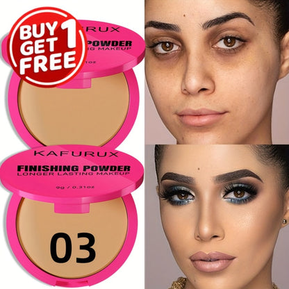 Pressed Powder Foundation 2 Pcs Set Waterproof Sweatproof Lightweight Buildable Coverage, for Makeup, Travel and Everyday Vanity Use