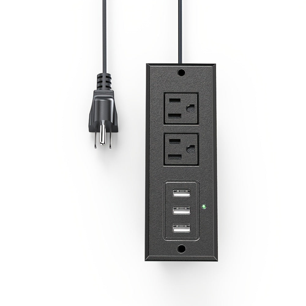 Recessed Power Strip Flush Mount Desk Outlet - 2 AC Outlets & 3 USB-A Ports for an Everyday Personal Care Routine