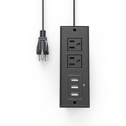 Recessed Power Strip Flush Mount Desk Outlet - 2 AC Outlets & 3 USB-A Ports for an Everyday Personal Care Routine