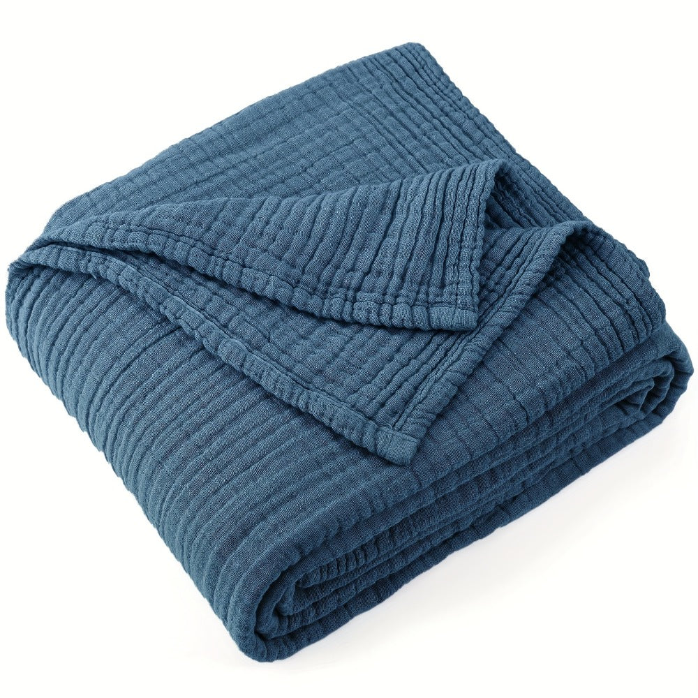 Muslin Blanket 100% Cotton 6-Layer, Breathable Gauze Throw for Couch & Bed, All Season, 13 Colors