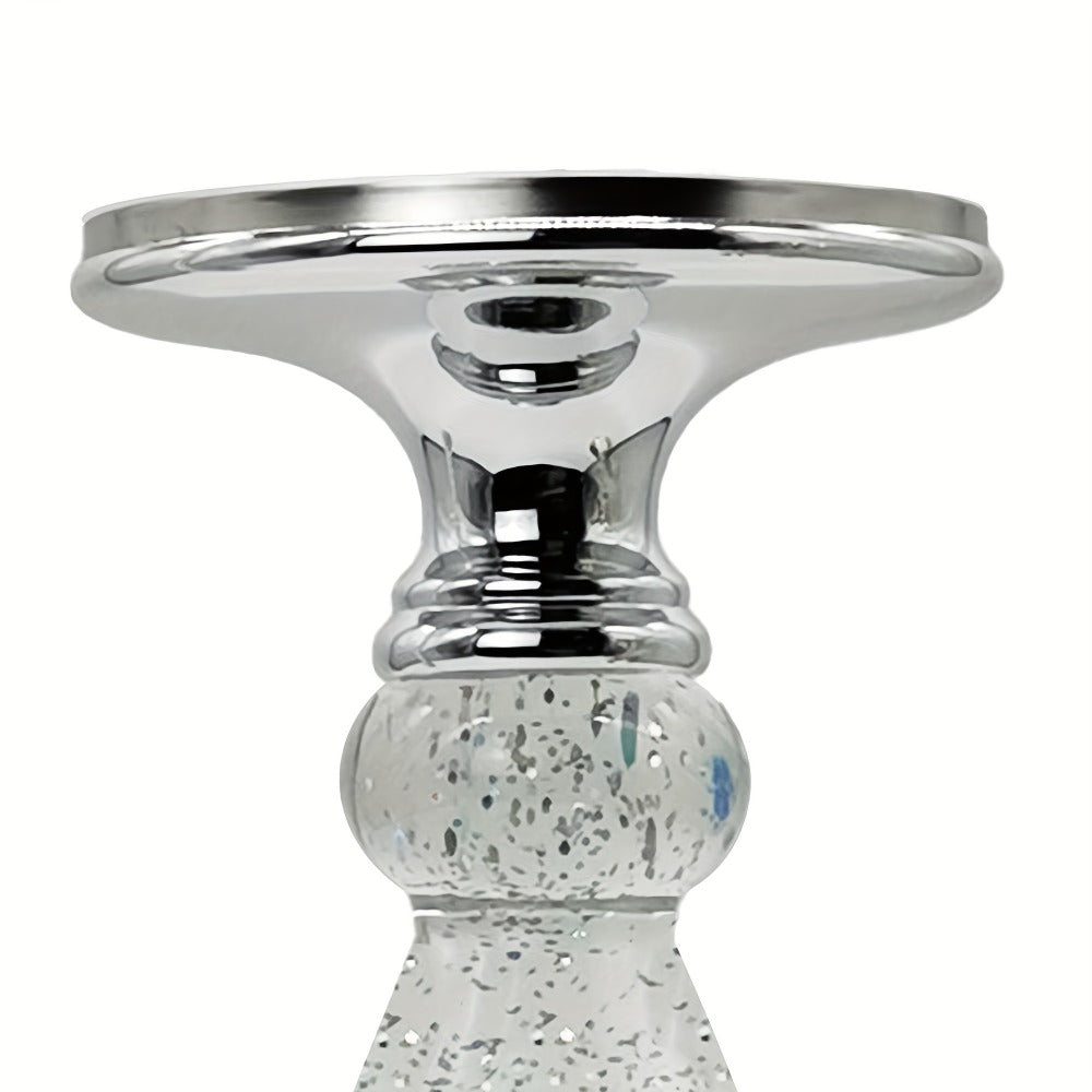 LED Swirling Candle Holder with On/Off Switch – Polished Acrylic Pedestal Base Fits 3-Wick Candles Up to 4 Inch Silver Gold Centerpiece