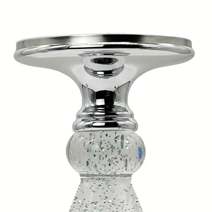 LED Swirling Candle Holder with On/Off Switch – Polished Acrylic Pedestal Base Fits 3-Wick Candles Up to 4 Inch Silver Gold Centerpiece
