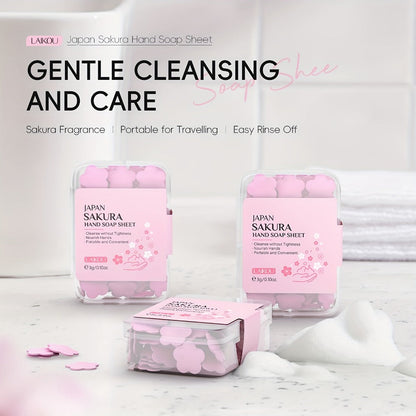 Travel Soap Paper Sheets 15 Boxes – Disposable Foaming Hand Wash with Milk, Vitamin C & Sakura Scents, TSA-Safe Portable Soap Sheets