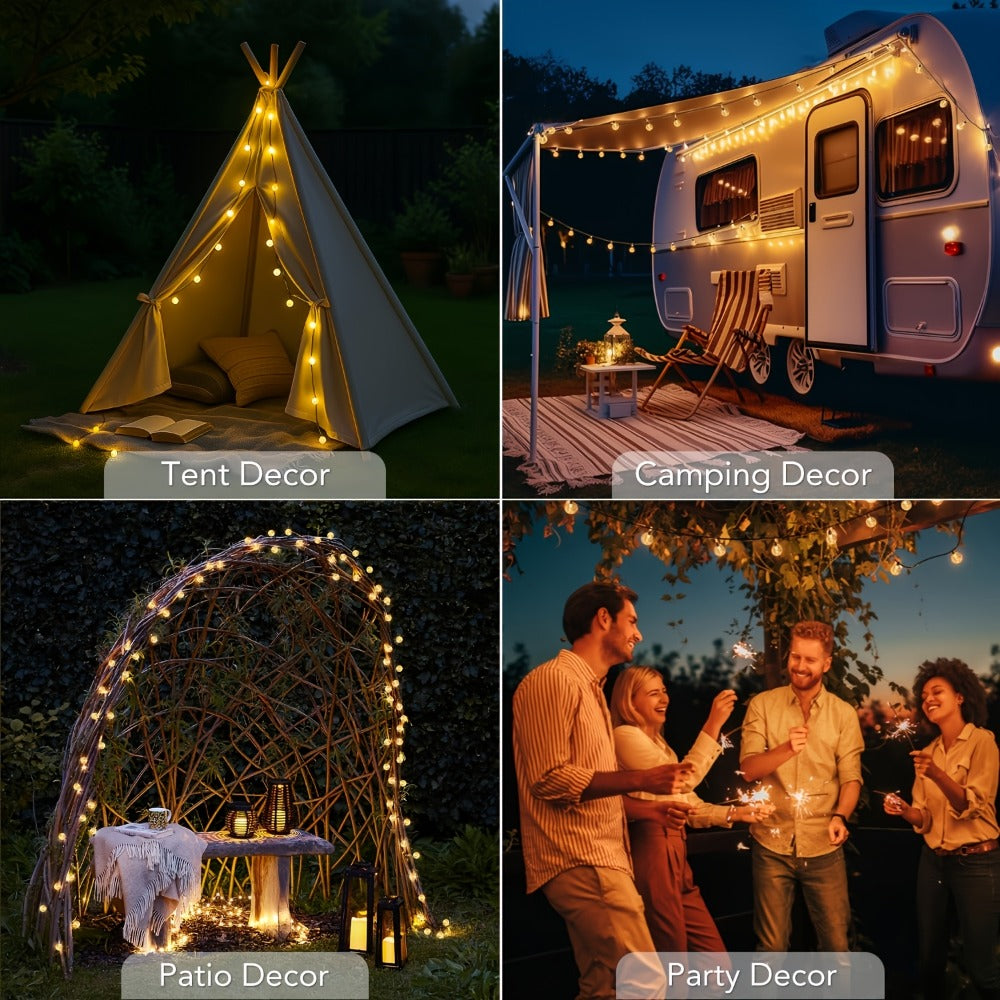 Moroccan Solar String Lights Outdoor – Metal Sphere Fairy Lights with 20/30/50 LED Beads, 8 Modes