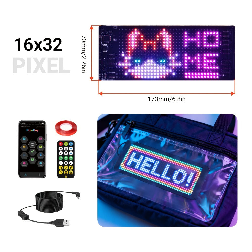 Programmable LED Sign Flexible Matrix Display Screen 5V App & Remote Control - Scrolling Text for an Everyday Personal Care Routine