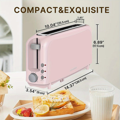 2 Slice Slim Toaster with 6 Shade Settings, Cancel Reheat Defrost Functions, Removable Crumb Tray – Compact 750W Bread Toaster for Kitchen