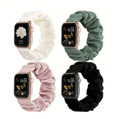 Nylon Elastic Apple Watch Band Women 4-Pack Adjustable Loop Aluminum Butterfly Clasp Strap for an Everyday Personal Care Routine