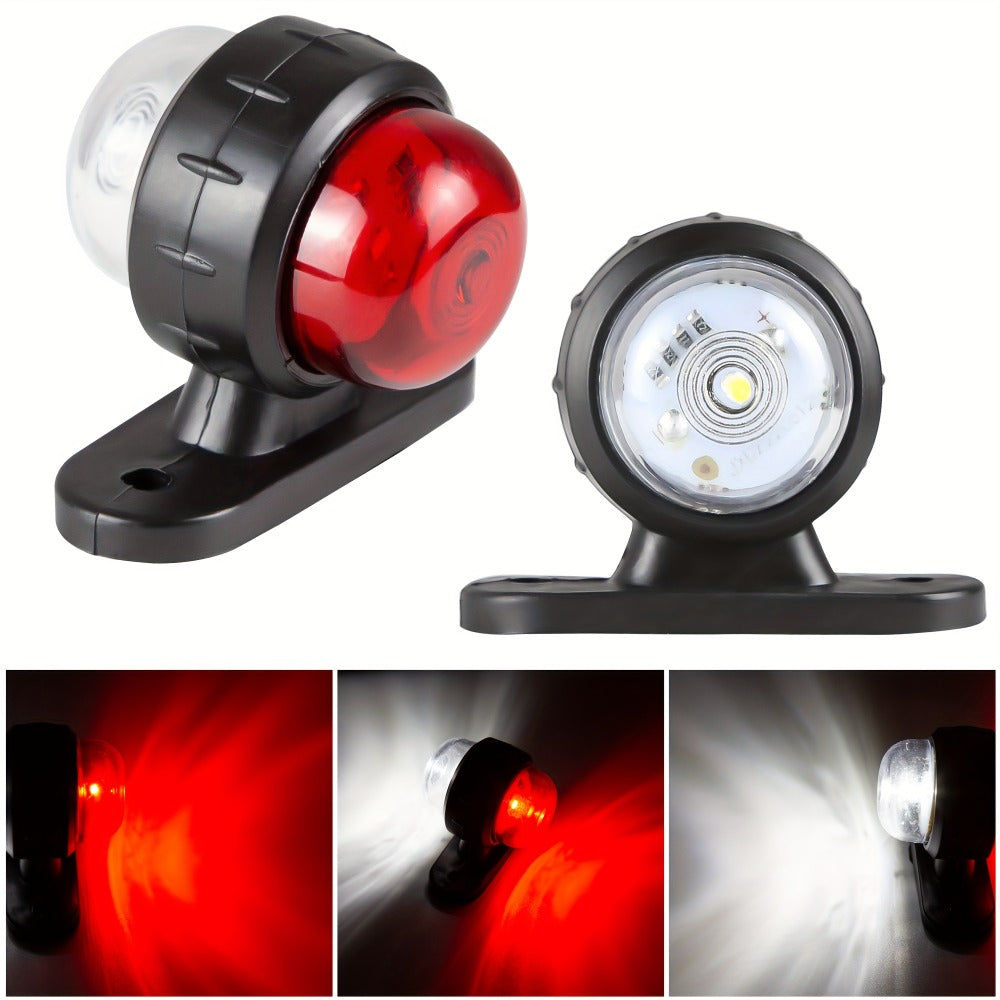 LED Side Marker Lights 2pcs 12-24V – Universal Truck Trailer Pickup Warning Indicator Lamp, Tail Light & Side Light, Red+Yellow / Red+White
