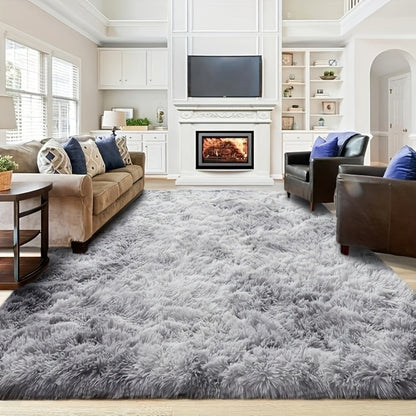Gradient Color Soft Area Rug – Washable Anti-Slip Shaggy Fluffy Carpet for Living Room & Bedroom | Modern Machine-Made Floor Mat