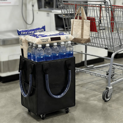 Rolling Grocery Bag with Wheels 60L Extra Large | 16 Gallon Heavy Duty Foldable Shopping Cart Waterproof | Multi-Function Travel Tote