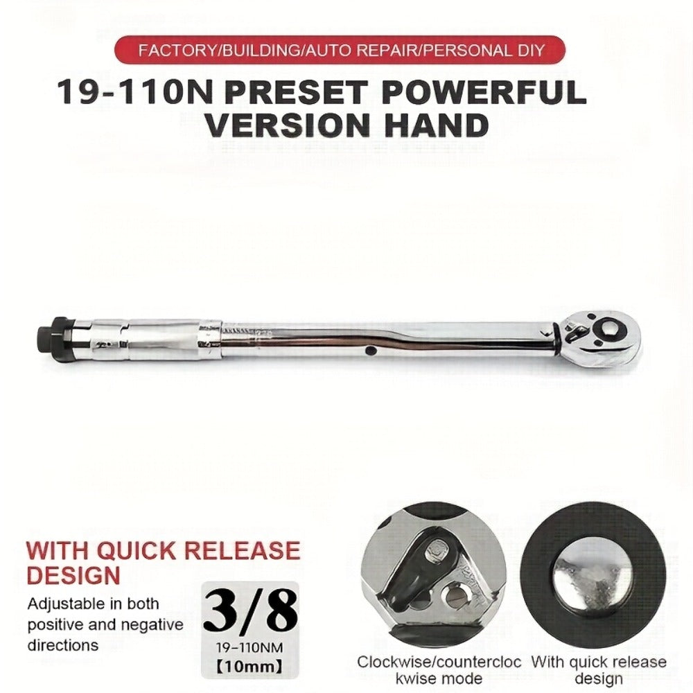 Torque Wrench Adjustable Drive 3/8" & 1/2" – Preset Click Torque Wrench for Automotive, Bike & Bicycle Maintenance