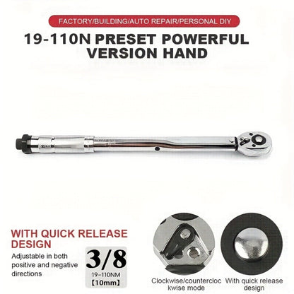 Torque Wrench Adjustable Drive 3/8" & 1/2" – Preset Click Torque Wrench for Automotive, Bike & Bicycle Maintenance