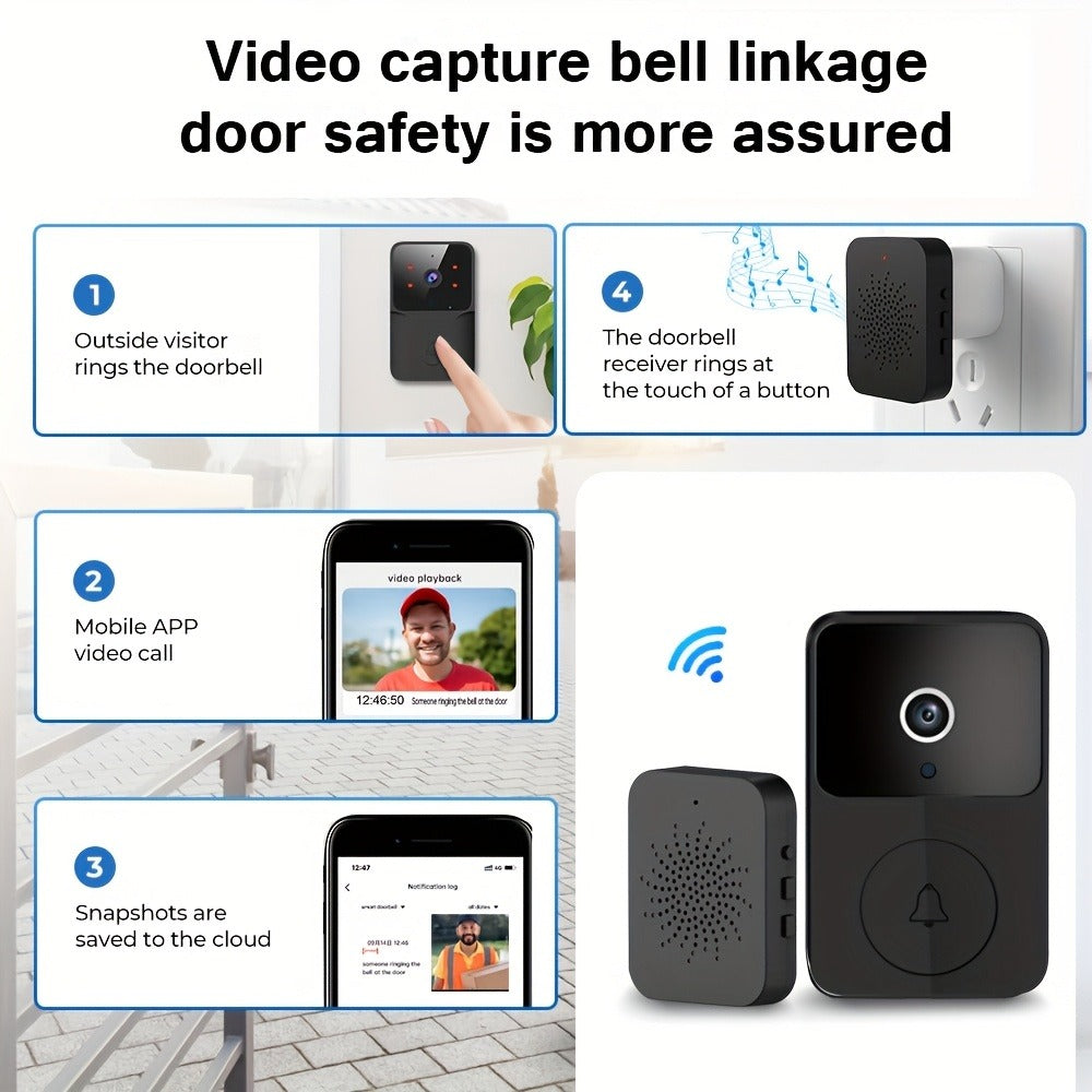 Video Doorbell 960p Wireless Camera with Voice Changer, Night Vision, Two-Way Audio and Single or Two-Pack Options