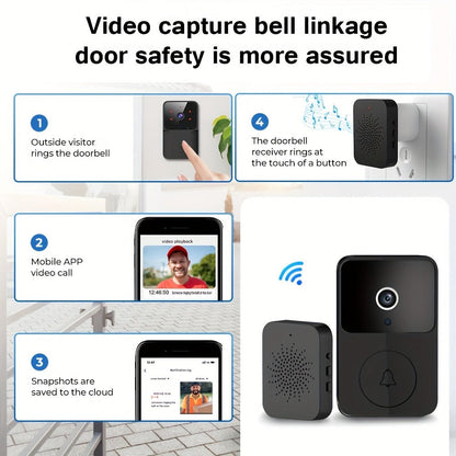 Video Doorbell 960p Wireless Camera with Voice Changer, Night Vision, Two-Way Audio and Single or Two-Pack Options
