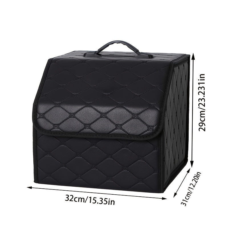 Car Trunk Organizer, Foldable Faux Leather Bow-Detail Box in 30L or 35L Size with Pink and Black Options