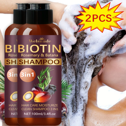Biotin & Batana Oil Shampoo 2-Pack with Rosemary Extract – 3-in-1 Deep Moisture, Scalp Revitalizer & Damaged Hair Repair