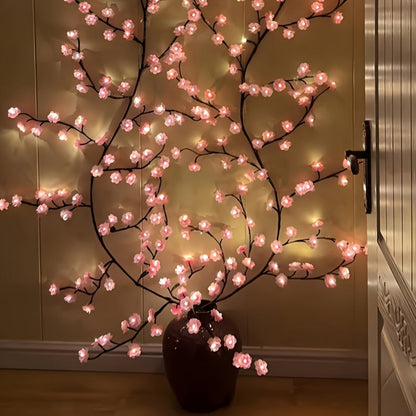 Cherry Blossom Tree Light 48 LED Artificial Flower Branch Lamp Bedroom Wall Decor Atmosphere for Entryways, Bedrooms and Living Spaces