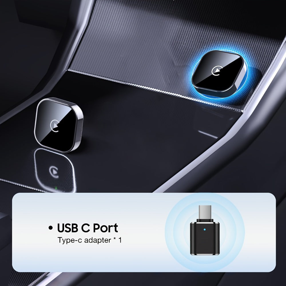 Wireless CarPlay Adapter 2-in-1 for iPhone & Android Auto, Mini USB-C Dongle, Convert Wired to Wireless, Plug & Play, Auto Connect