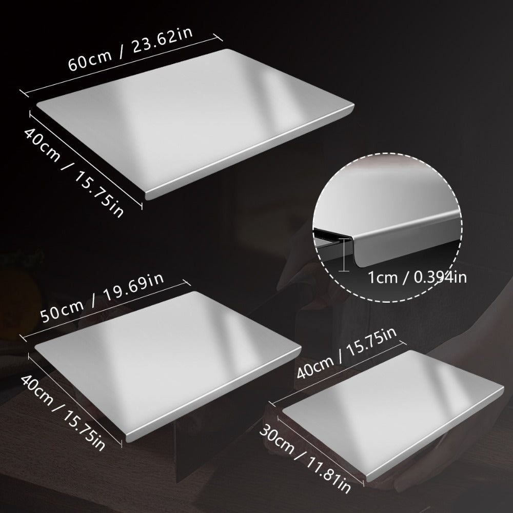 Stainless-Steel-Labeled Cutting Board and Pastry Mat with Smooth Faces and Three Rectangular Size Options