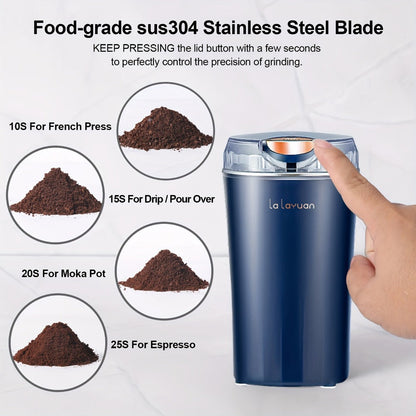 Electric Coffee Grinder 200W | Quiet Spice Grinder | 80g Large Capacity 12 Cups | 304 Stainless Steel Blade | One-Touch Operation | Grinds