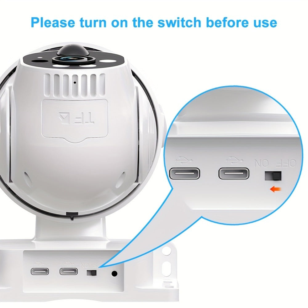 Solar Pan-Tilt Security Camera with 4G or 2.4GHz WiFi Options, 355° Pan, 90° Tilt and Two-Way Audio