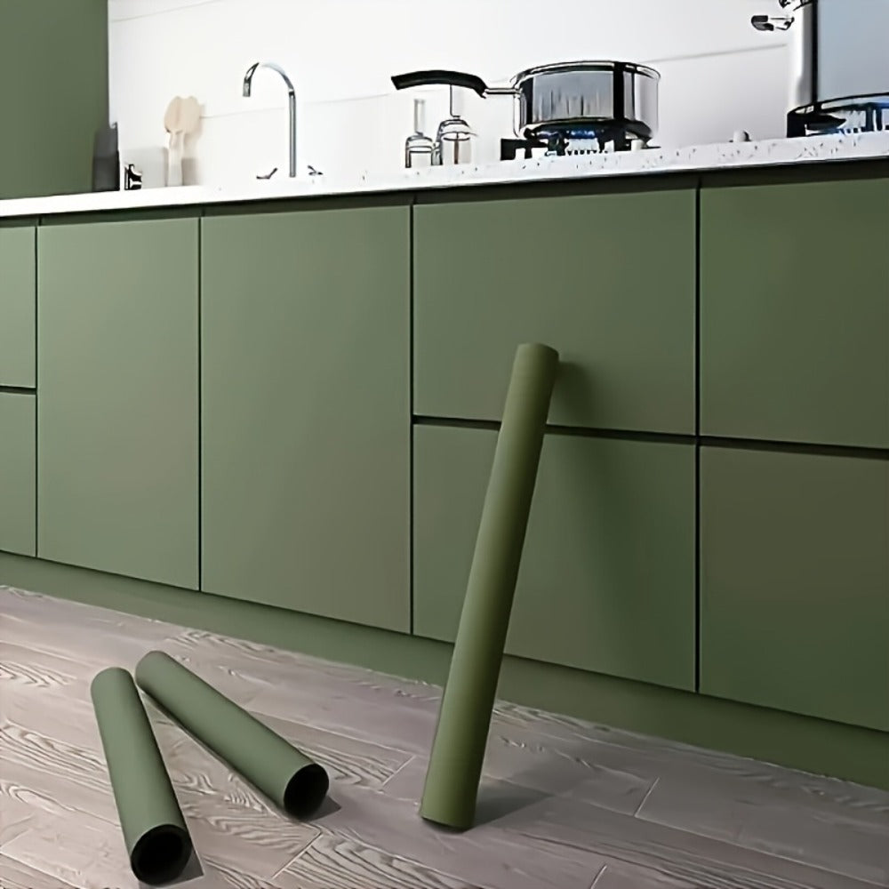 Peel and Stick Wallpaper Textured Matcha Green | Self-Adhesive Contact Paper 23.62"x118.1" Roll | Removable Wall Covering for Kitchen