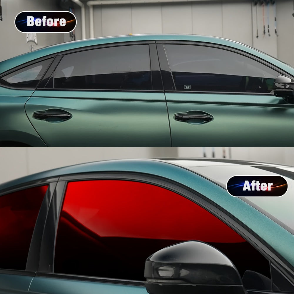 Gradient Window Tint Film 19.7 x 118 Inch – Two-Color Heat Resistant VLT Car Window Film | PET Material | Red, Gold, Green