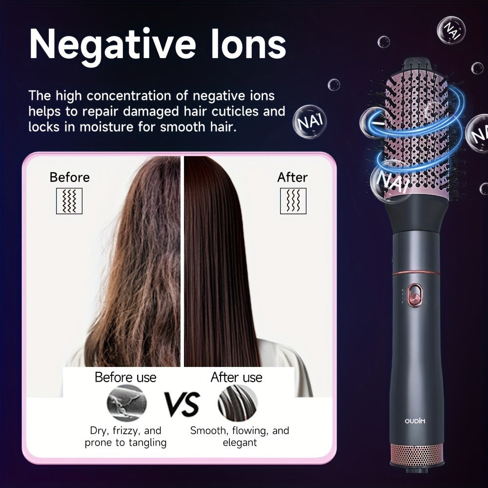 5-in-1 Hot Air Styling Comb Set Negative Ion Hair Dryer Brush with 5 Interchangeable Heads, for Home, Travel and Salon Hair Styling