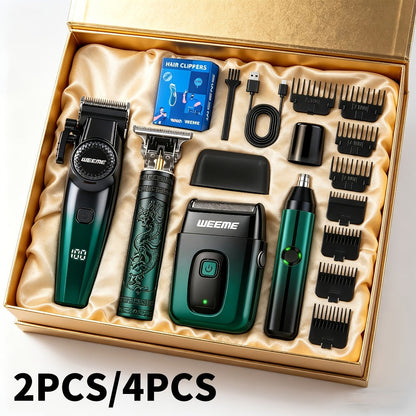 Men's Electric Grooming Kit 4-in-1 – Hair Clipper, Beard Trimmer, Electric Shaver & Nose Hair Trimmer Set, Gradient Design