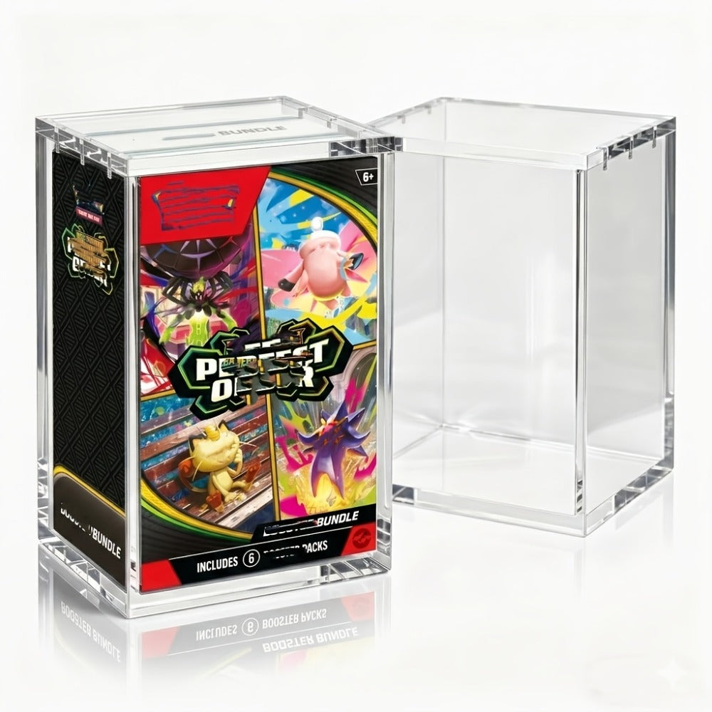 Acrylic Display Case for Pokemon Booster Bundle, UV Protection Magnetic Clear Box for Scarlet Violet
