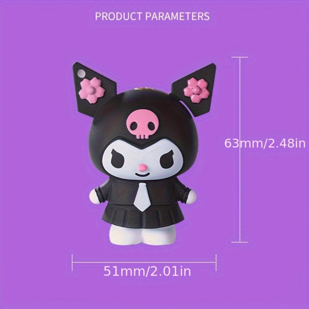 3D Kawaii Anime Figure Lighter with Chain, Cute Kuromi Sanrio Cartoon Open Flame Butane Lighter, Unique Kawaii Gift for Anime Fans