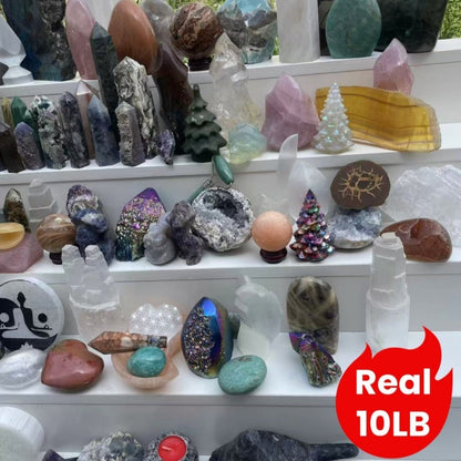 10LB Mixed Crystals Bulk Lot Natural Gemstones Towers Spheres Clusters Rough Stones Healing Crystals Collection Gift Set Decorative