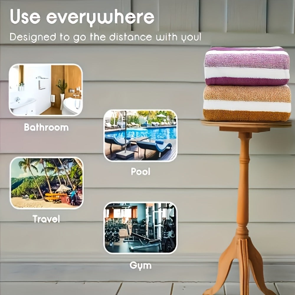 Towel Set 9 or 15 Piece 320GSM Coral Fleece Striped Mix in Five Solid or Mixed Colors for Home and Guest Use