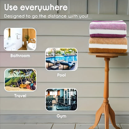 Towel Set 9 or 15 Piece 320GSM Coral Fleece Striped Mix in Five Solid or Mixed Colors for Home and Guest Use