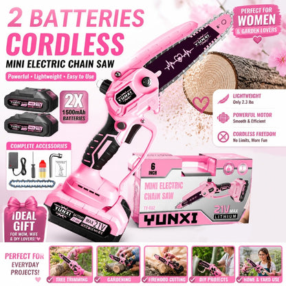 Mini Chainsaw 6 Inch 21V Cordless Battery Powered, Handheld Electric Chain Saw for Tree Branch Trimming Wood Cutting