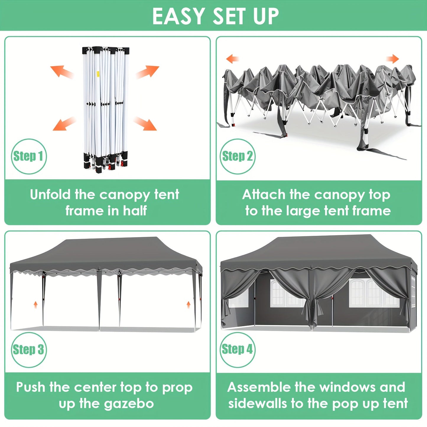 Pop Up Canopy Tent with Sidewalls, Outdoor Party Wedding Backyard for Garden, Patio and Yard Use