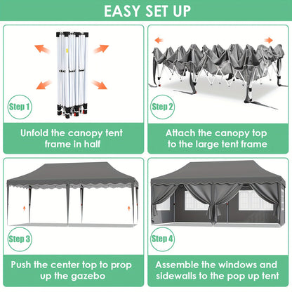 Pop Up Canopy Tent with Sidewalls, Outdoor Party Wedding Backyard for Garden, Patio and Yard Use
