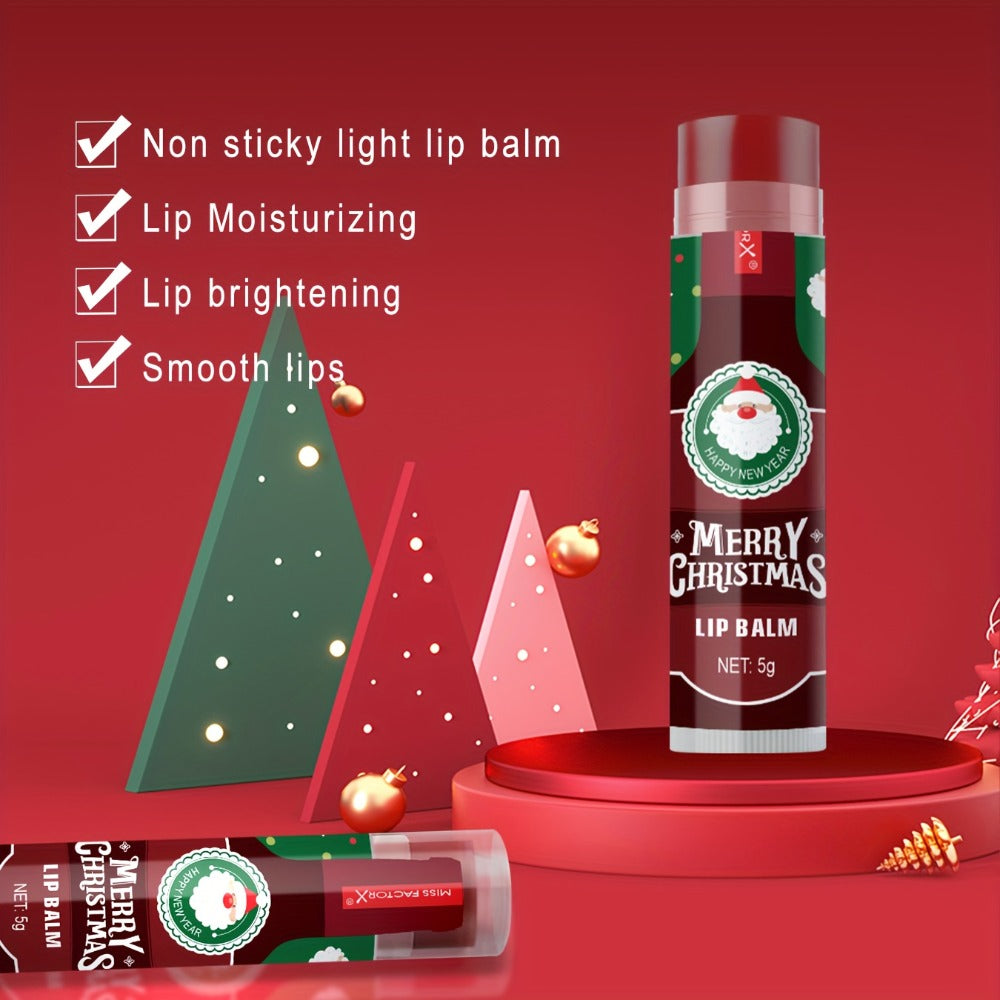 MISS FACTOR 32-Piece Lip Balm Set with Individually Capped Tubes in Red Christmas Gift Box