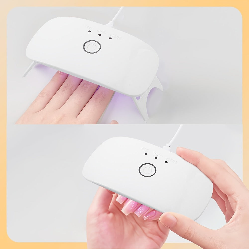 Semi Gel Nail Polish Stickers Kit 20Pcs with 12W LED Nail Lamp 8-Bead Curing Light Full-Wrap Nail Stickers